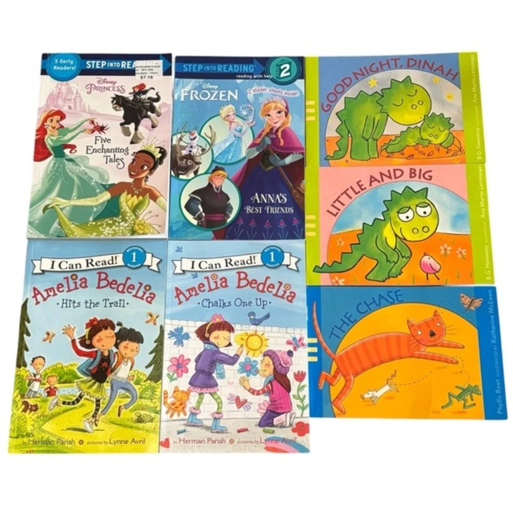 Kids‎ Learning to Read Paperback Books Lot of 7: Disney Princess, Amelia Bedelia